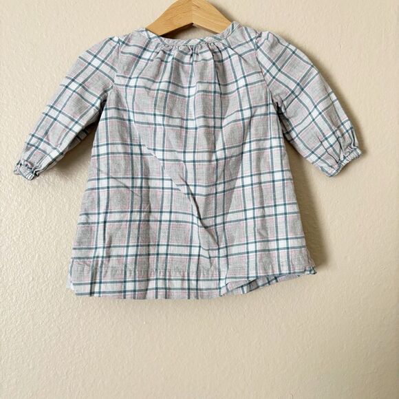 Baby Gap Dress Girls 3 - 6 months Grey Tartan pattern long sleeve button casual - Picture 7 of 8